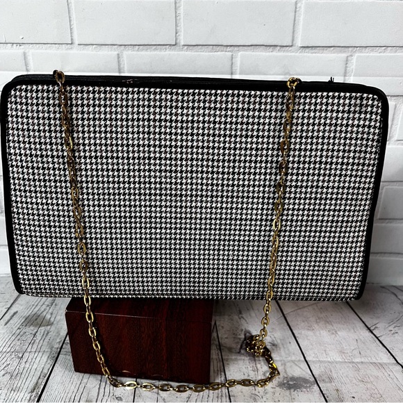 Houndstooth Bag Brown SUMMER TOMPKINS Purse Retro Art Vintage Dog Umbrella NWT - Picture 3 of 16